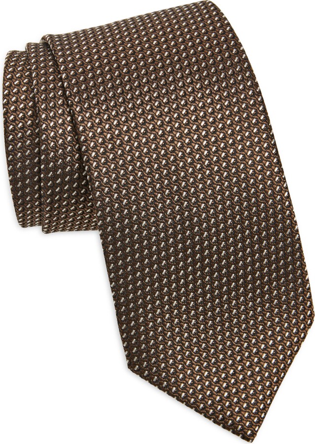 Tom Ford Geo Jacquard Mulberry Silk Tie