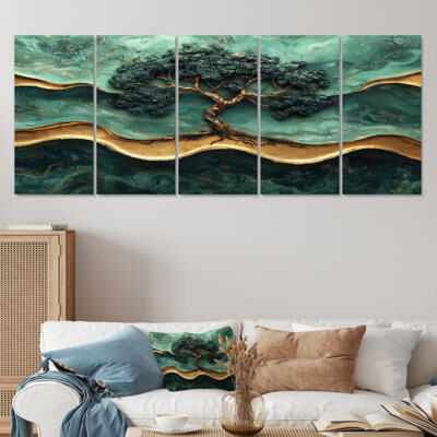 House of Hampton Green Majestic Trunk Tree - Tree Amercian Basswood Canvas Wall Art Set