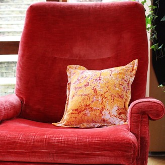 Emily Laura Designs Abstract Orange Velvet Cushion