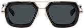 Thumbnail for your product : Dries Van Noten Black and Silver Linda Farrow Edition 173 C1 Sunglasses