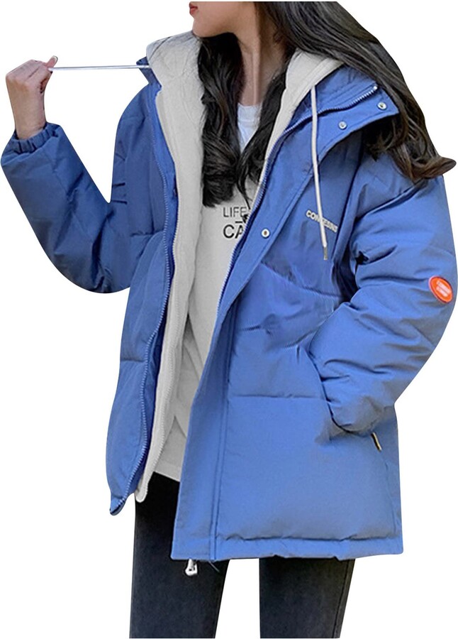 Misaky Winter Women Warm Hooded Coat Jacket Denim Long Trench Parka Outwear 
