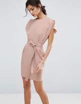 Thumbnail for your product : ASOS Belted Mini Dress with Split Cap Sleeve
