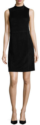 Theory Eulia DR Tidle Paneled Suede Cocktail Dress, Black