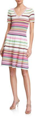 Milly Micro Stripe Fit-and-Flare Dress