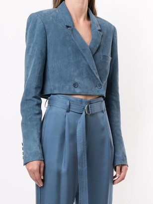 Sally LaPointe Cropped Suede Blazer