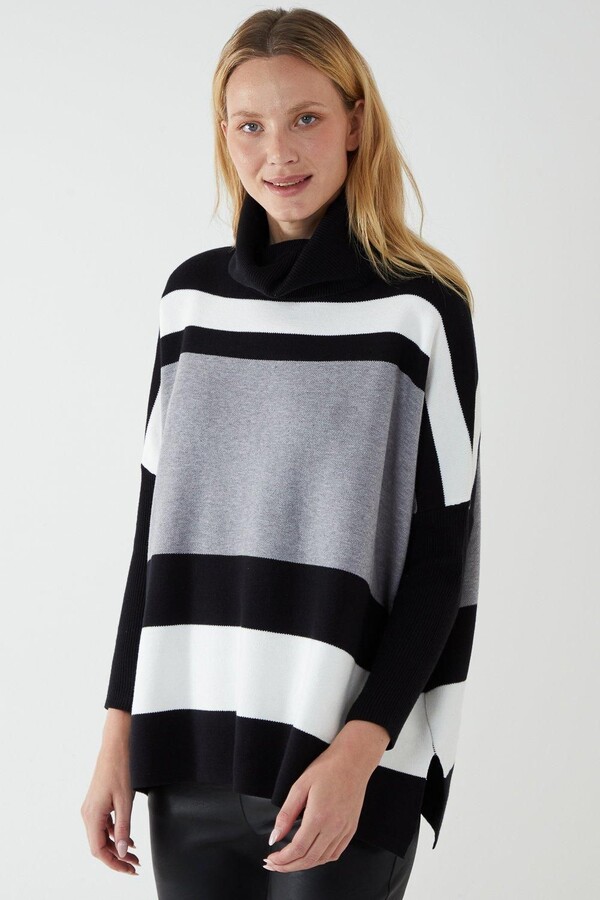 Blue Vanilla Contrast Stripe Batwing Jumper Black ShopStyle