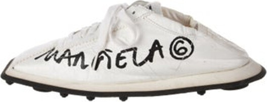 MM6 Maison Margiela Leather Slip-On Sneakers White Printed Square-Toes Lace-Up Closure at Uppers Unfortunately, due to restrictions, this item may not be eligible for shipping in all areas.