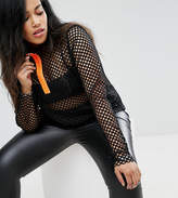 Thumbnail for your product : ASOS Curve CURVE Top in Mesh with Laid on Neon Zip