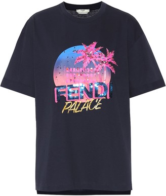 Fendi Cotton sequined logo T-shirt