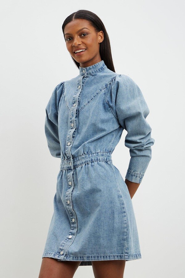 Dorothy Perkins Womens Detail Long Sleeve Denim Dress - ShopStyle