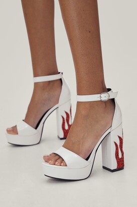 white chunky heels platform