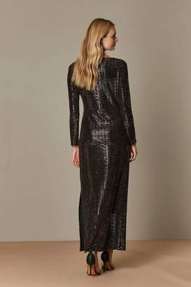 Wallis Bronze Sequin Ruched Side Maxi Dress