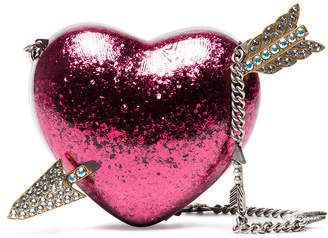 Gucci Pink Heart Crystal Embellished Clutch