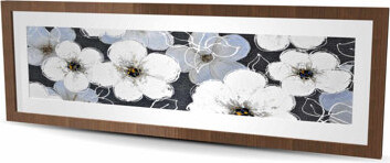 Lark Manor White Flowers with Leaves Outlines | Framed Matted Print