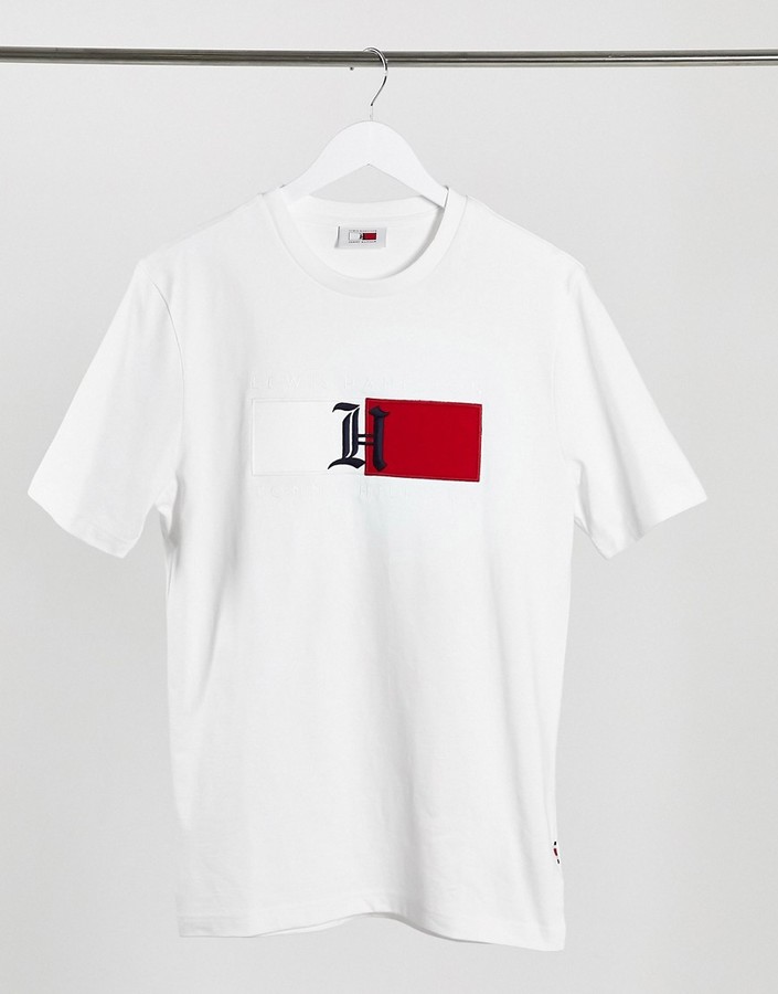 Tommy Hilfiger x Lewis Hamilton classic logo t-shirt in white - ShopStyle