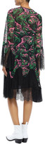 Thumbnail for your product : McQ Wrap-effect lace-paneled printed georgette dress - Green - IT 38