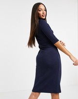 Thumbnail for your product : Only Tall midi dress with high neck and 3/4 length sleeves in blue
