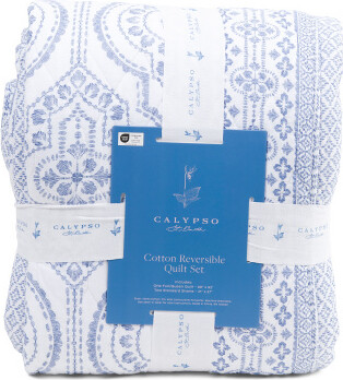 TJMAXX Cotton Reversible Diomede Ogee Quilt Set, Cotton/Polyester