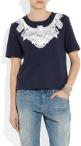 Thumbnail for your product : Emma Cook Satin-appliquéd cotton-jersey top