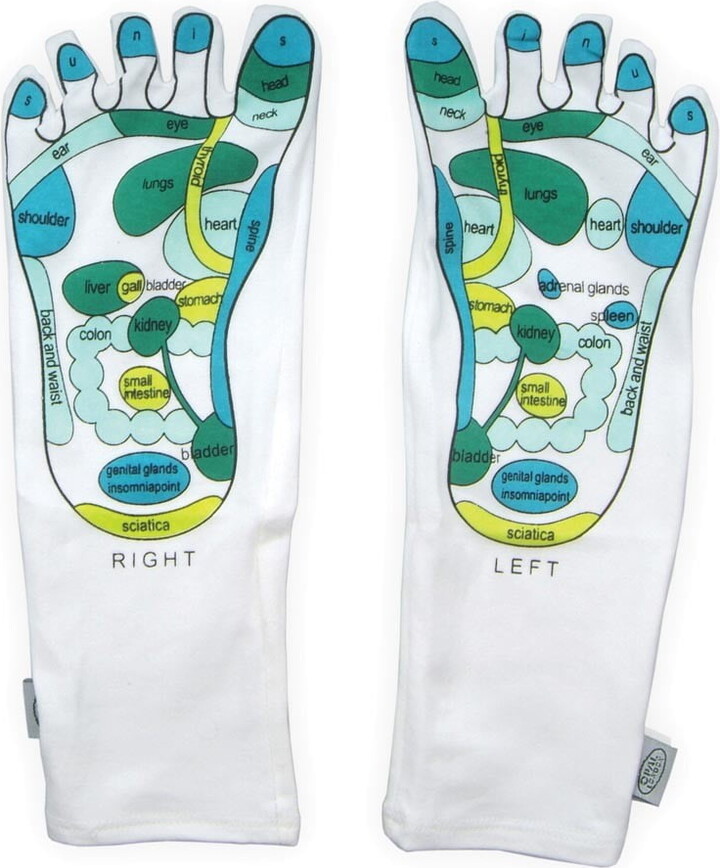 Deluxe Comfort Women’s Smart Step Moisturizing Spa Socks, One Size Fits All – Reflexology Single Toe Design – Helps Prevent Dry Skin – Far East Healing Principles – Socks, White