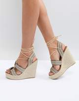 Thumbnail for your product : Glamorous Wedge Espadrille Lace Up Heeled Sandal