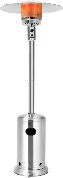 Costway 48000 BTU Patio Standing LP Gas Heater Stainless Steel Propane w/Wheels Silver