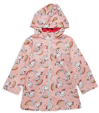 Pink Platinum Little Girl's Unicorn-Print Hooded Jacket