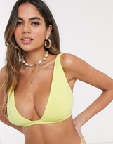 Thumbnail for your product : Peek & Beau Fuller Bust Exclusive textured triangle bikini top in lemon D-F