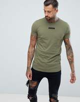 Thumbnail for your product : Religion muscle fit t-shirt with curved hem in khaki