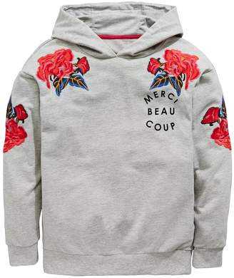 Very Floral Embroidered Detail Hoodie