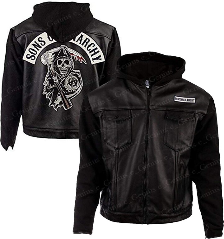 Egenius Sons of Anarchy Highway Black Hooded Leather Jacket ShopStyle