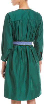 Derek Lam Long-Sleeve Belted Oversized Cotton Dress