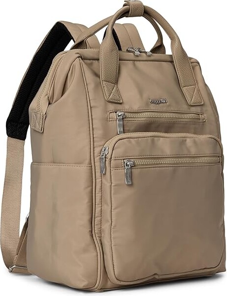 Baggallini Chelsea Laptop Backpack Shoulder Handbags Taupe Twill, Polyester