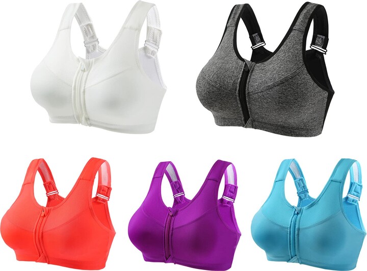 5PC Women Sports Bra for Large Breasts Ultra-Thin Full Cup Yoga Bra Solid  New Seamless Sports Style Crop Tops Vest Comfort Stretch Bras Shapewear (3  PC, S) : : Fashion