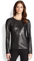 Thumbnail for your product : BCBGMAXAZRIA Mesh-Back Faux Leather Top