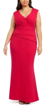 Betsy & Adam Plus Size Ruched Gown