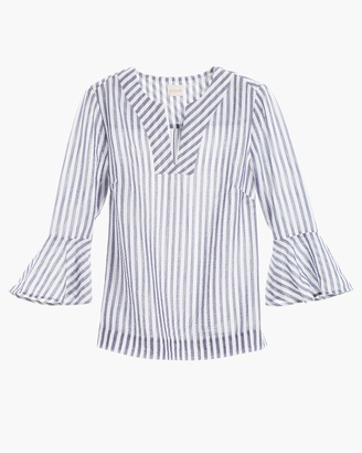 Striped Flare-Sleeve Top