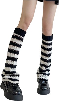 FeMereina Women Knitted Leg Warmers 80s 90s Harajuku Kawaii High Heels  Boots Warm Stockings for Teen Girls Fuzzy Leg Cover Partywear Clubwear  (Black