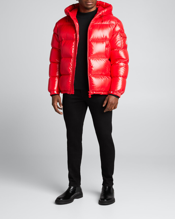 shiny red moncler jacket