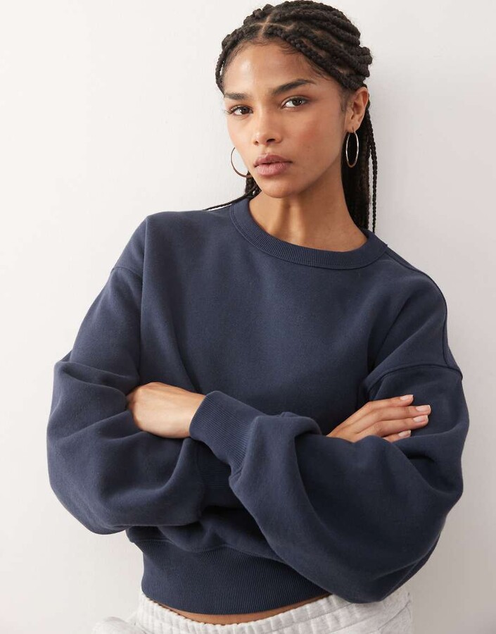Weekday oversized boxy fit sweatshirt in navy