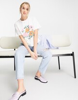 Thumbnail for your product : Miss Selfridge floral painted t-shirt in white