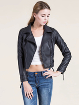 Thumbnail for your product : Choies Black Leather Short Biker Jacket