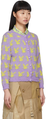 Ashley Williams Purple and Yellow Knit Bunny Cardigan
