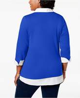 Thumbnail for your product : Karen Scott Plus Size Cotton Layered-Look Top, Created for Macy's