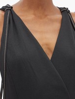 Thumbnail for your product : Proenza Schouler White Label Wrap-front Topstitched-edge Flared Dress - Black