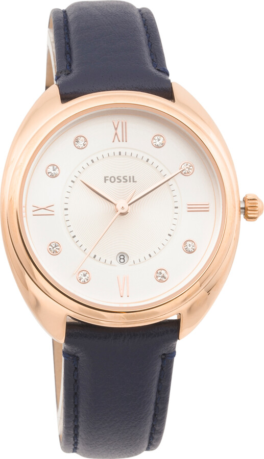 Fossil Gabby Threehand Date Navy Leather Watch ShopStyle