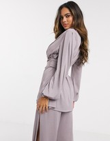 Thumbnail for your product : ASOS DESIGN jersey rib wrap suit blazer