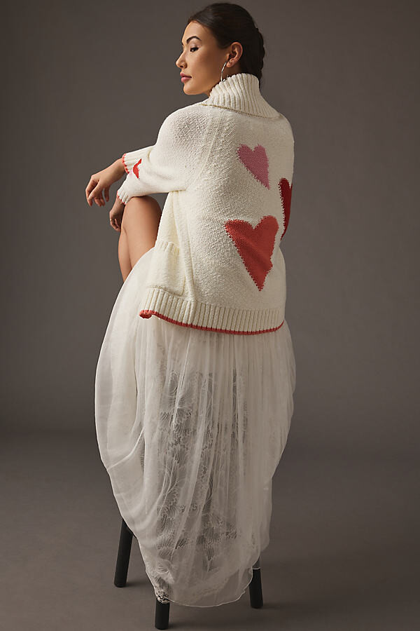 Maeve Heart Cardigan Sweater White - ShopStyle