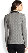 Thumbnail for your product : St. John Leather-Trimmed Knit Blazer