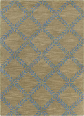 Red Barrel Studio Medford Authentic Hand-Tufted Handmade Blue & Tan Contemporary Geometric Wool Area Rug